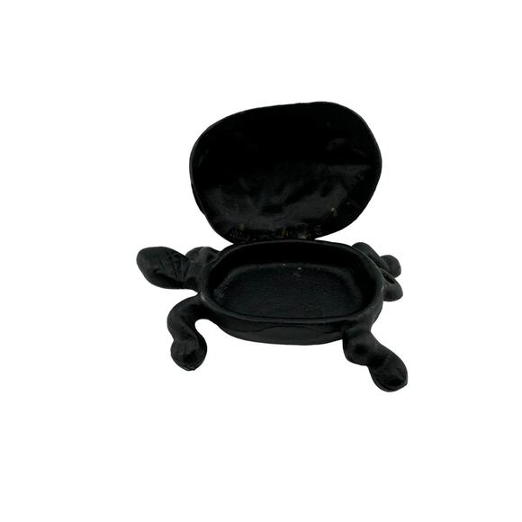 Vintage Iron Art Black Metal Turtle Trinket Ring Box - Picture 5 of 6